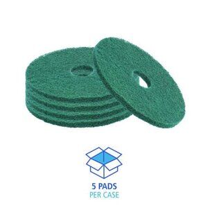 Boardwalk® Heavy-Duty Scrubbing Floor Pads, 20" Diameter, Green, 5/Carton NEW